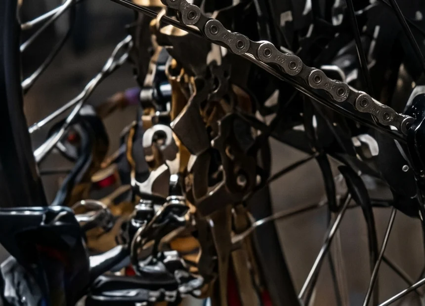 Cadena y cambio trasero de una bicicleta